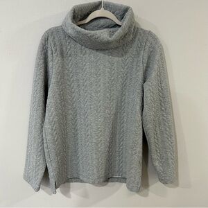 J. Crew Heather Grey Medium Cable Knit Cowlneck Turtleneck Sweater Women